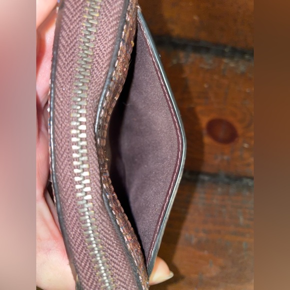 Coach X Keith Haring small zip around leather multi glitter wallet G/EC ~ - Picture 8 of 16